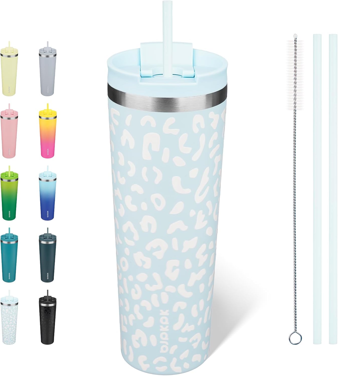 18 oz Coffee Tumbler with Straw, Insulated Stainless Steel Cup | Double Wall Vacuum, Leak Proof, Keeps Hot/Cold, BPA Free, Dishwasher Safe, Cupholder Friendly, Travel, Navy Blue