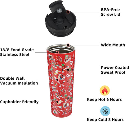 18 oz Coffee Tumbler with Straw, Insulated Stainless Steel Cup | Double Wall Vacuum, Leak Proof, Keeps Hot/Cold, BPA Free, Dishwasher Safe, Cupholder Friendly, Travel, Navy Blue
