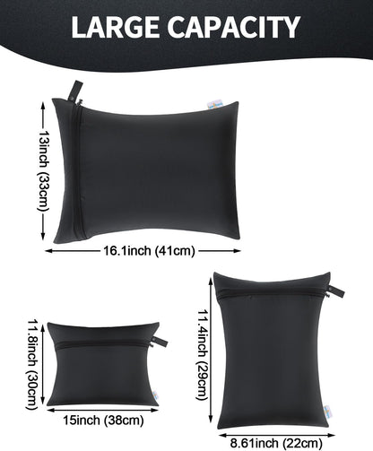 Wet Dry Bags 3 Pack, Travel Pouches for Swimsuits & Wet Clothes