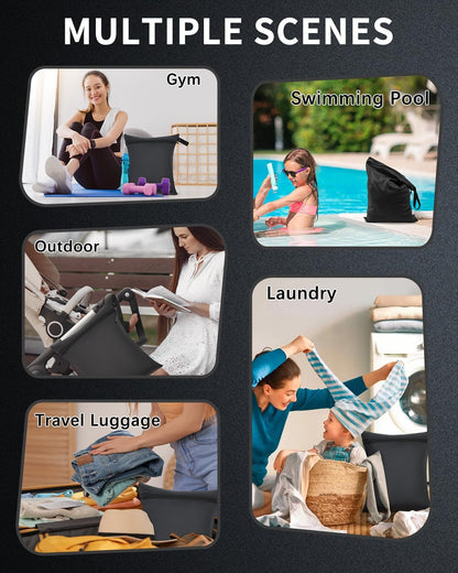 Wet Dry Bags 3 Pack, Travel Pouches for Swimsuits & Wet Clothes