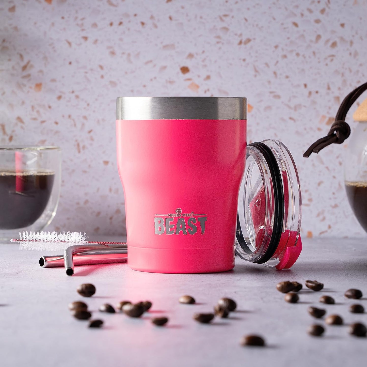 40 oz tumbler - Vacuum Insulated Tumbler with Straw - Leak Proof Stainless Steel Travel Mug - Double Wall Iced Coffee Cup - Reusable Water Bottle - Gifts for Mom, Women and Men (Cupcake Pink)