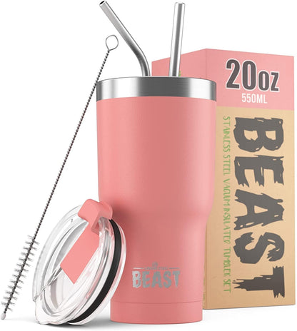 40 oz tumbler - Vacuum Insulated Tumbler with Straw - Leak Proof Stainless Steel Travel Mug - Double Wall Iced Coffee Cup - Reusable Water Bottle - Gifts for Mom, Women and Men (Cupcake Pink)
