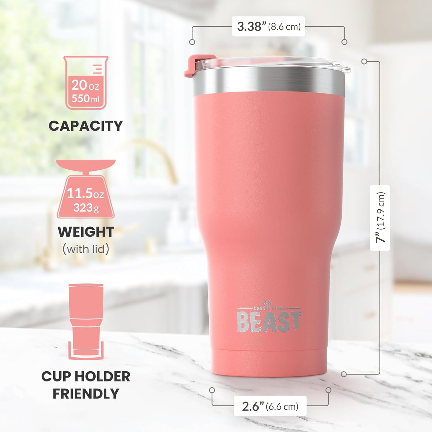 40 oz tumbler - Vacuum Insulated Tumbler with Straw - Leak Proof Stainless Steel Travel Mug - Double Wall Iced Coffee Cup - Reusable Water Bottle - Gifts for Mom, Women and Men (Cupcake Pink)