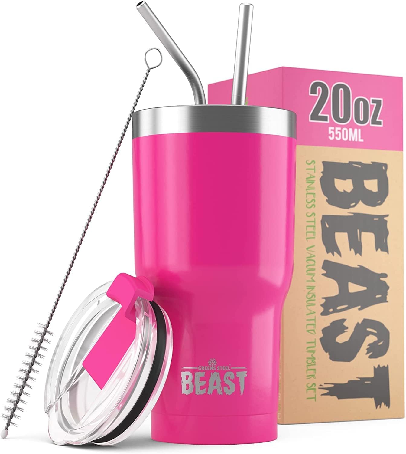 40 oz tumbler - Vacuum Insulated Tumbler with Straw - Leak Proof Stainless Steel Travel Mug - Double Wall Iced Coffee Cup - Reusable Water Bottle - Gifts for Mom, Women and Men (Cupcake Pink)