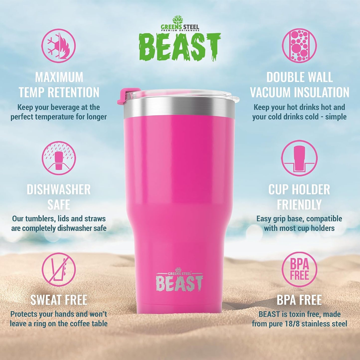 40 oz tumbler - Vacuum Insulated Tumbler with Straw - Leak Proof Stainless Steel Travel Mug - Double Wall Iced Coffee Cup - Reusable Water Bottle - Gifts for Mom, Women and Men (Cupcake Pink)