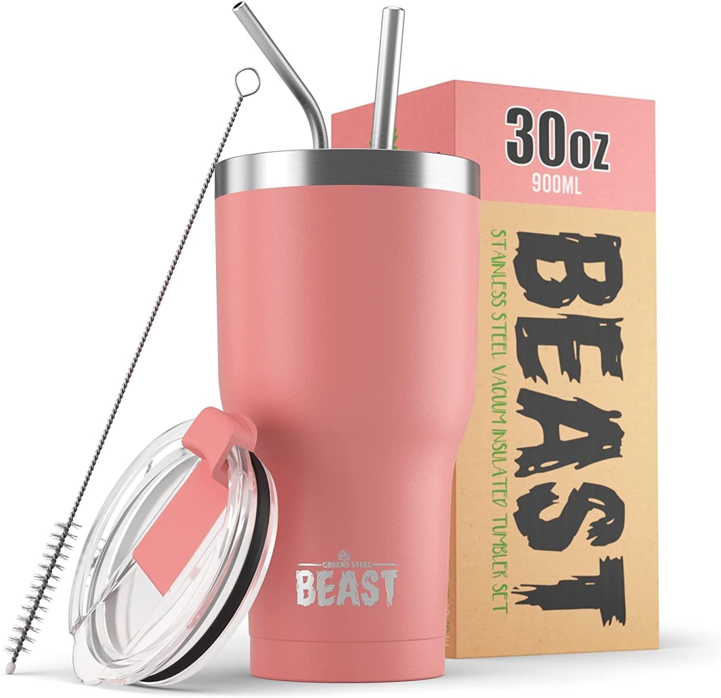 40 oz tumbler - Vacuum Insulated Tumbler with Straw - Leak Proof Stainless Steel Travel Mug - Double Wall Iced Coffee Cup - Reusable Water Bottle - Gifts for Mom, Women and Men (Cupcake Pink)