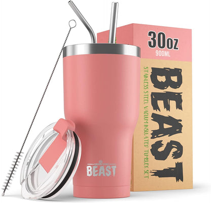 40 oz tumbler - Vacuum Insulated Tumbler with Straw - Leak Proof Stainless Steel Travel Mug - Double Wall Iced Coffee Cup - Reusable Water Bottle - Gifts for Mom, Women and Men (Cupcake Pink)