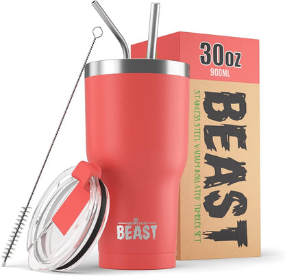 40 oz tumbler - Vacuum Insulated Tumbler with Straw - Leak Proof Stainless Steel Travel Mug - Double Wall Iced Coffee Cup - Reusable Water Bottle - Gifts for Mom, Women and Men (Cupcake Pink)