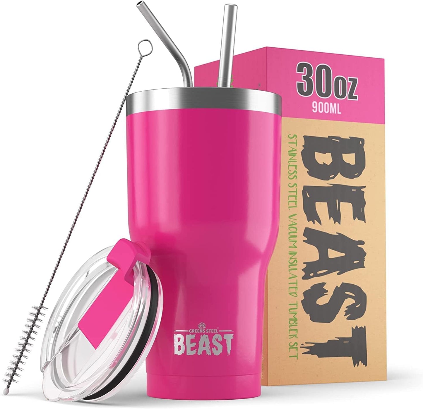 40 oz tumbler - Vacuum Insulated Tumbler with Straw - Leak Proof Stainless Steel Travel Mug - Double Wall Iced Coffee Cup - Reusable Water Bottle - Gifts for Mom, Women and Men (Cupcake Pink)