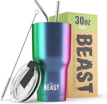 40 oz tumbler - Vacuum Insulated Tumbler with Straw - Leak Proof Stainless Steel Travel Mug - Double Wall Iced Coffee Cup - Reusable Water Bottle - Gifts for Mom, Women and Men (Cupcake Pink)