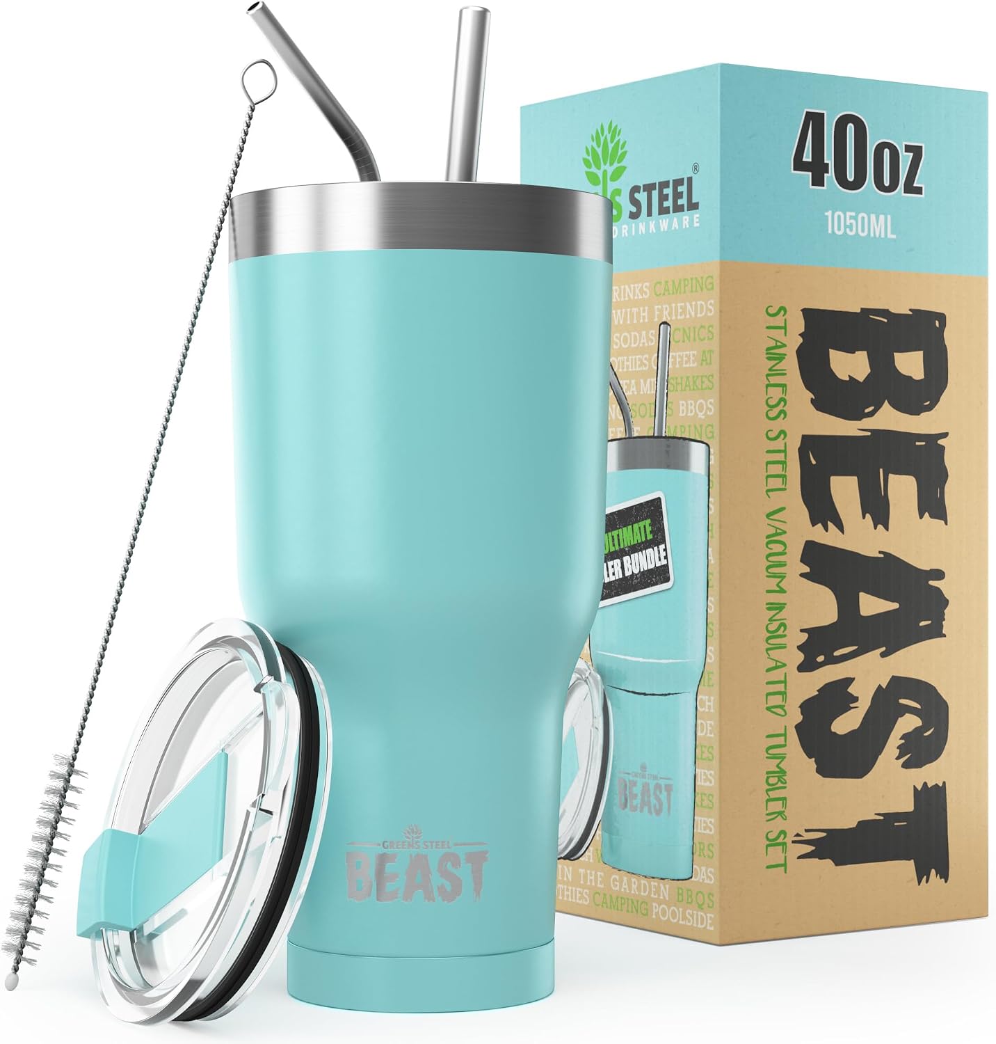 40 oz tumbler - Vacuum Insulated Tumbler with Straw - Leak Proof Stainless Steel Travel Mug - Double Wall Iced Coffee Cup - Reusable Water Bottle - Gifts for Mom, Women and Men (Cupcake Pink)