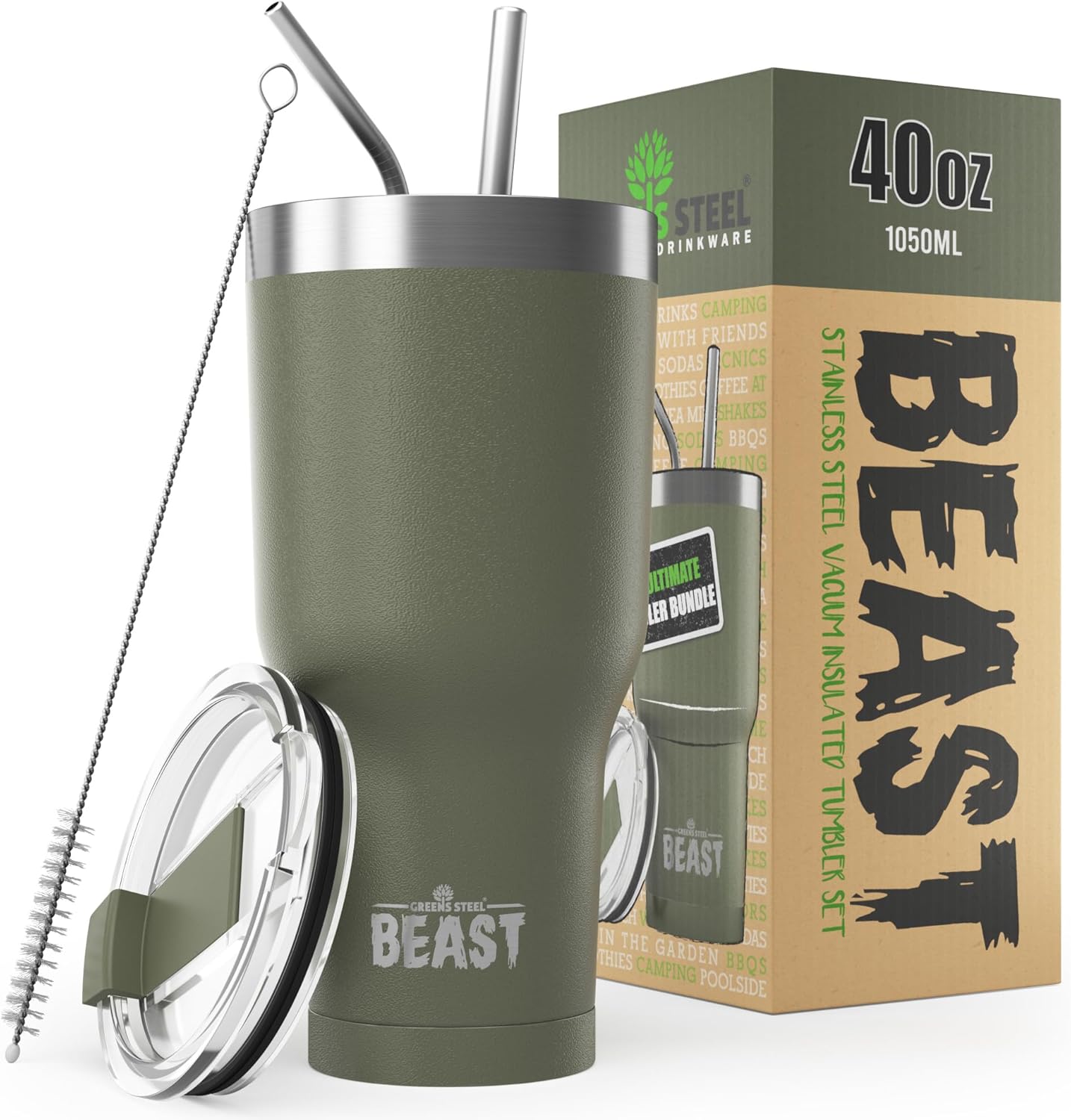40 oz tumbler - Vacuum Insulated Tumbler with Straw - Leak Proof Stainless Steel Travel Mug - Double Wall Iced Coffee Cup - Reusable Water Bottle - Gifts for Mom, Women and Men (Cupcake Pink)