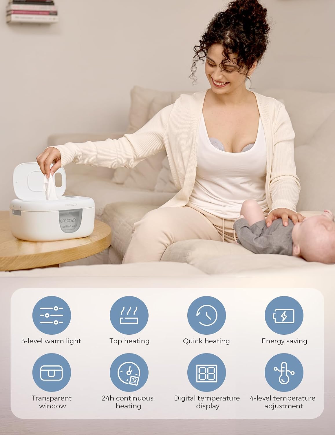 Baby Wipe Warmer, Innovative Spring Design,Large Capacity Dispenser