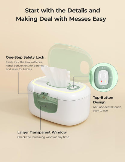 Baby Wipe Warmer, Innovative Spring Design,Large Capacity Dispenser
