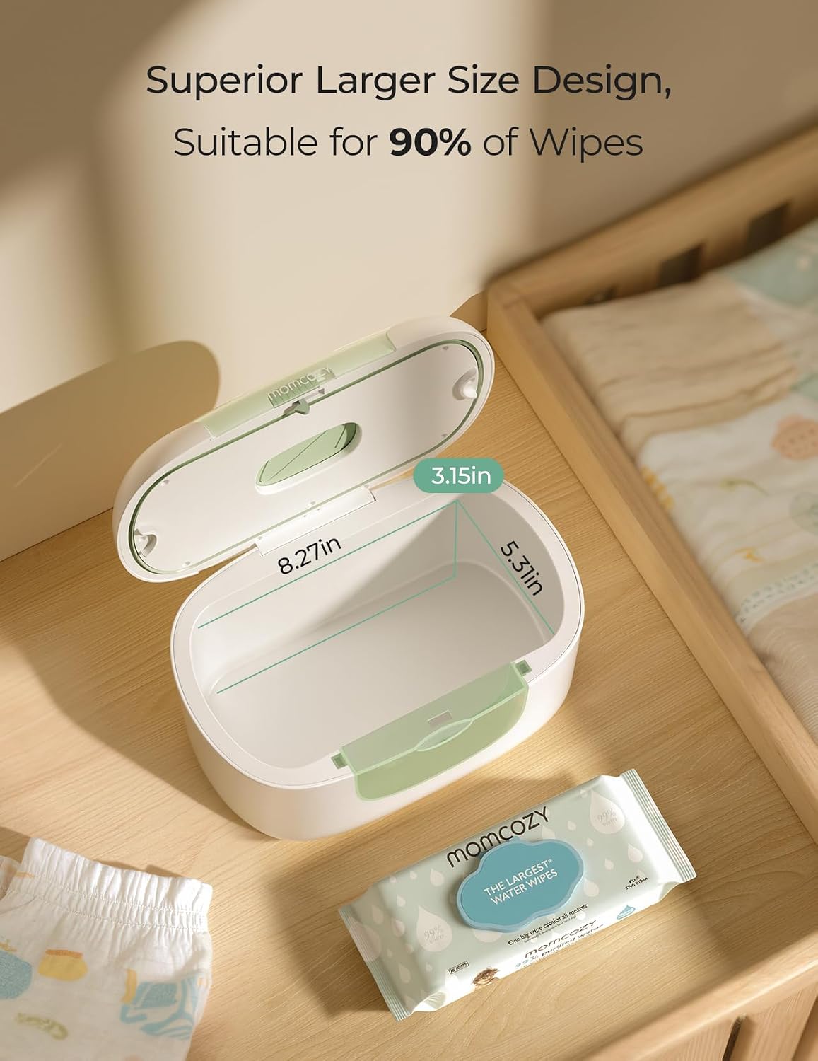 Baby Wipe Warmer, Innovative Spring Design,Large Capacity Dispenser