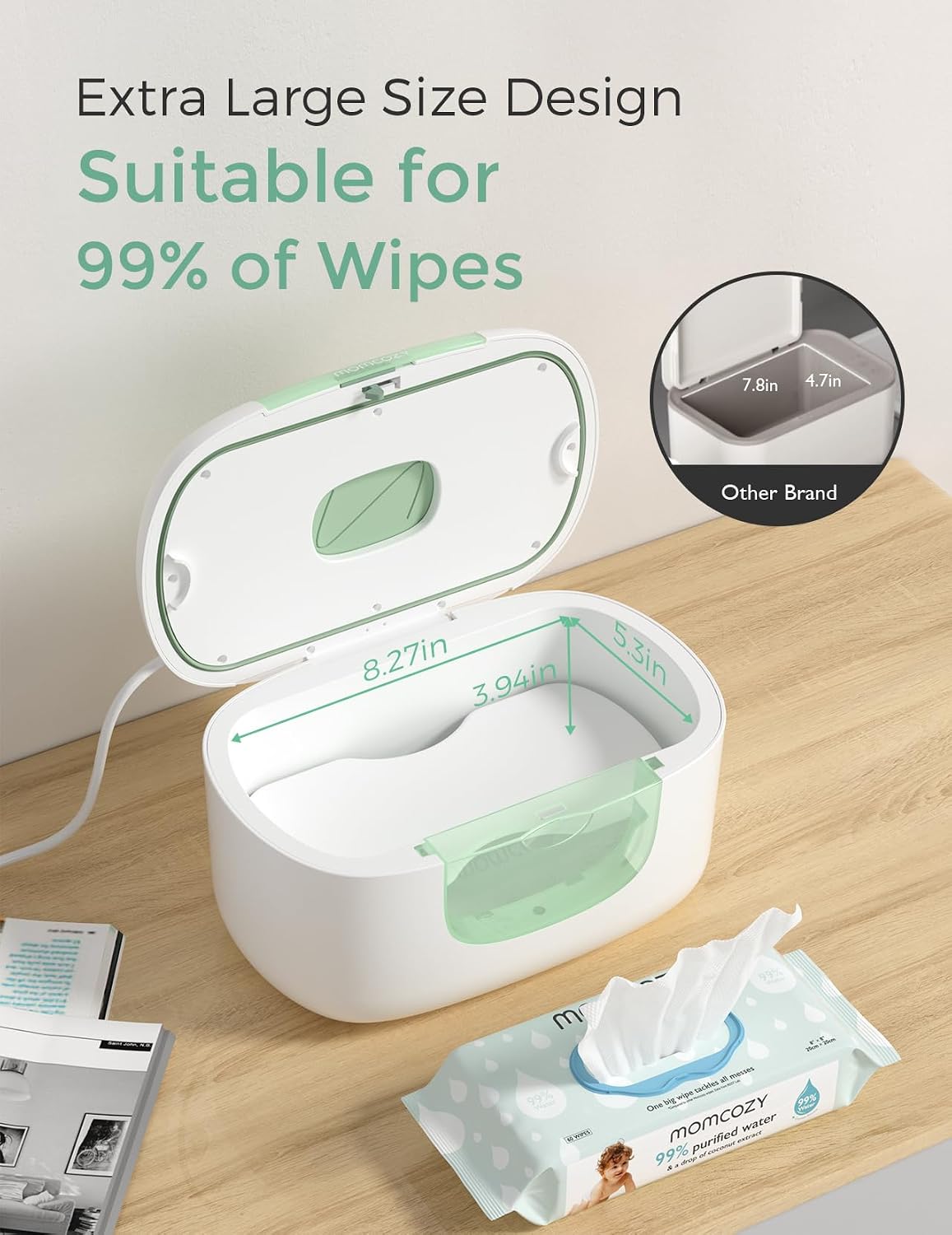 Baby Wipe Warmer, Innovative Spring Design,Large Capacity Dispenser