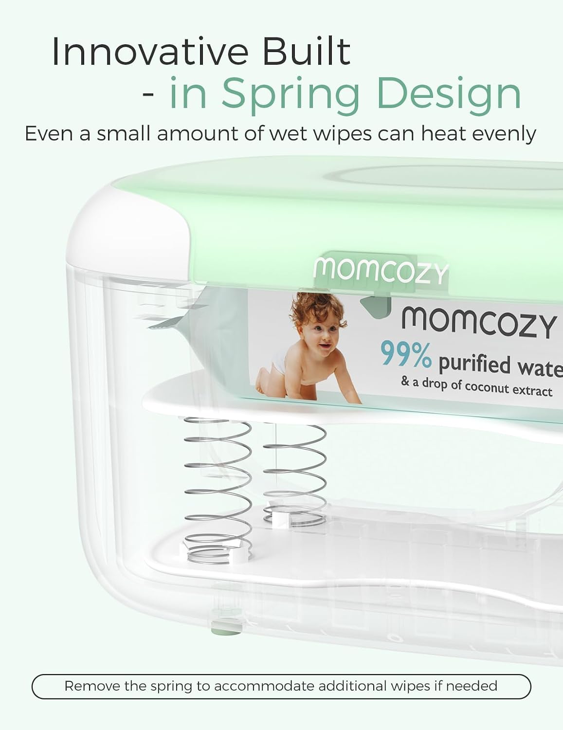 Baby Wipe Warmer, Innovative Spring Design,Large Capacity Dispenser