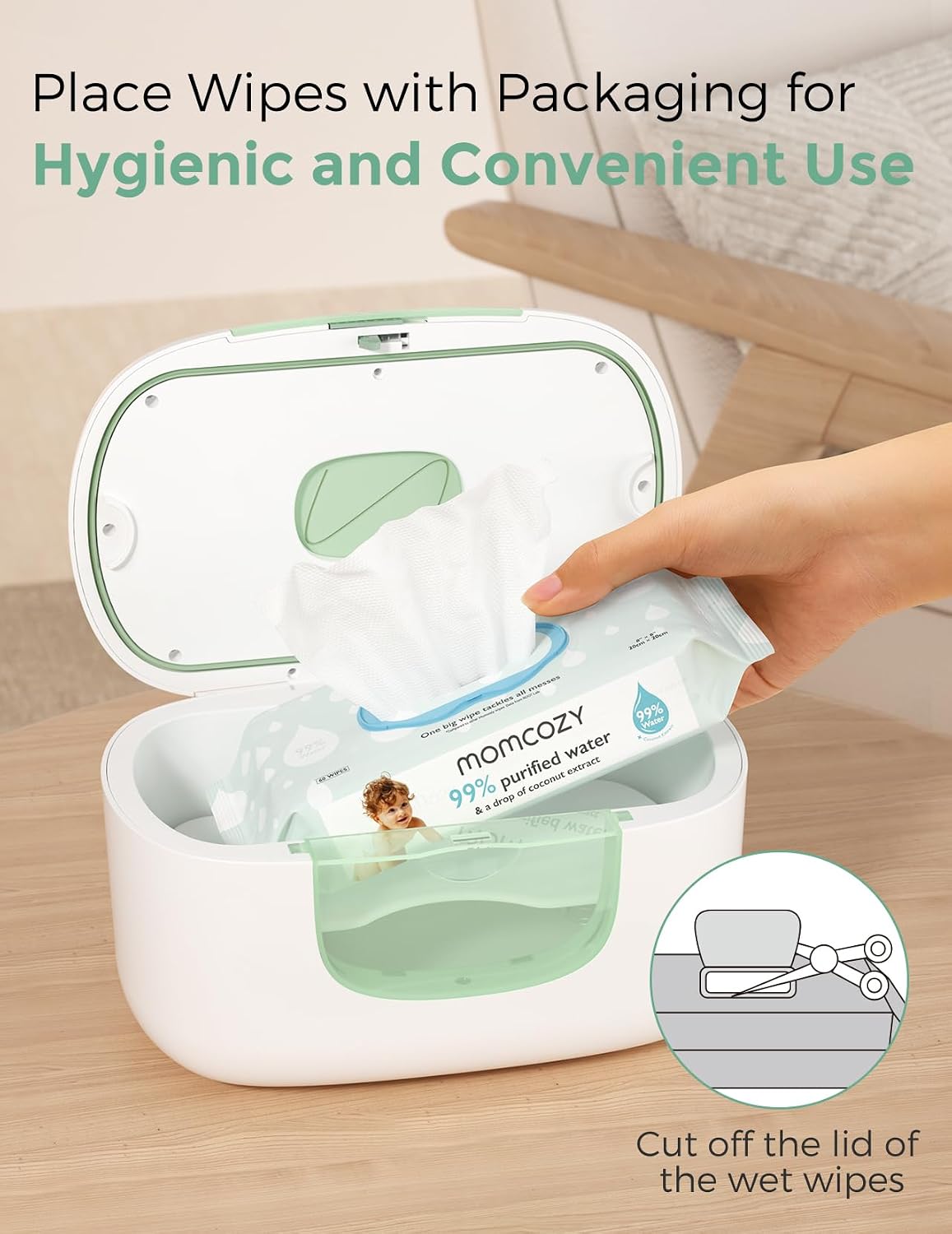Baby Wipe Warmer, Innovative Spring Design,Large Capacity Dispenser