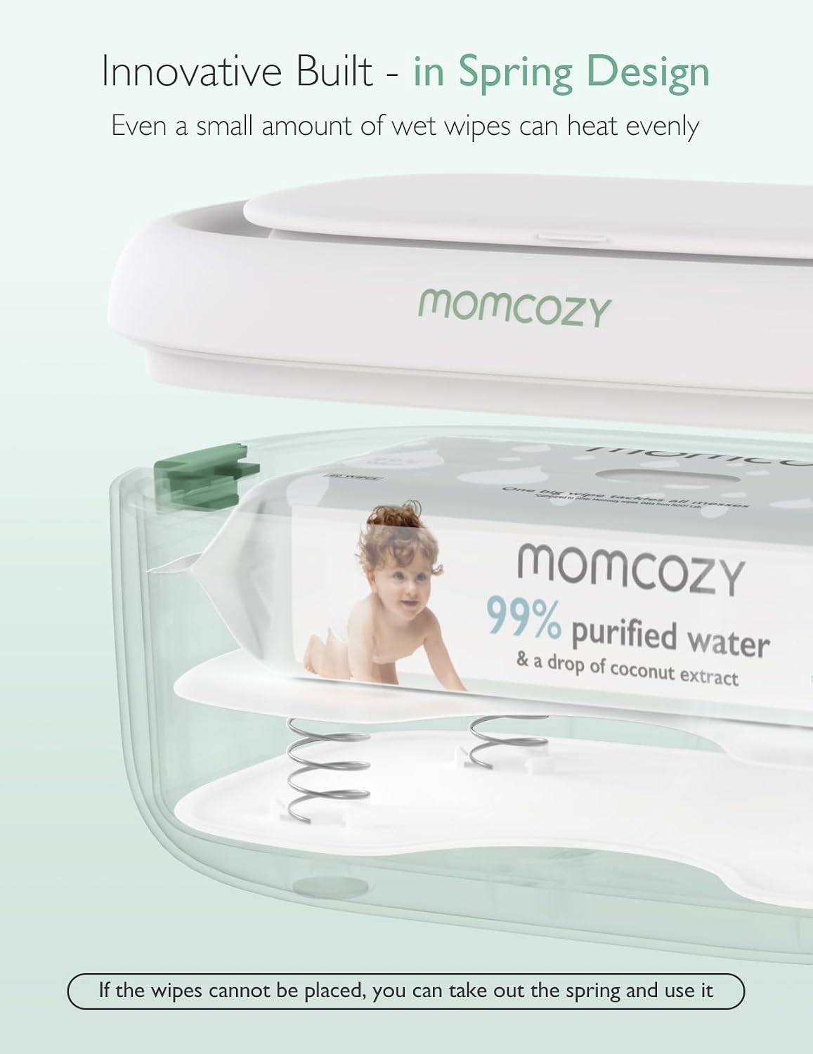 Baby Wipe Warmer, Innovative Spring Design,Large Capacity Dispenser