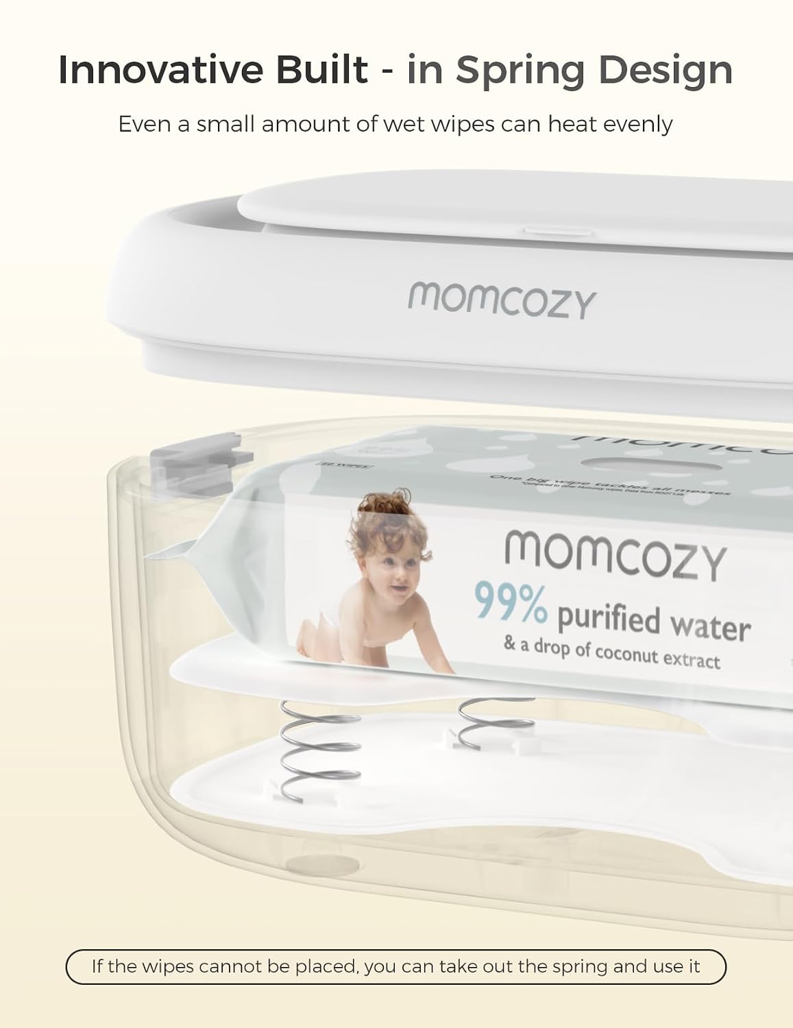 Baby Wipe Warmer, Innovative Spring Design,Large Capacity Dispenser