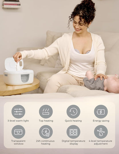 Baby Wipe Warmer, Innovative Spring Design,Large Capacity Dispenser