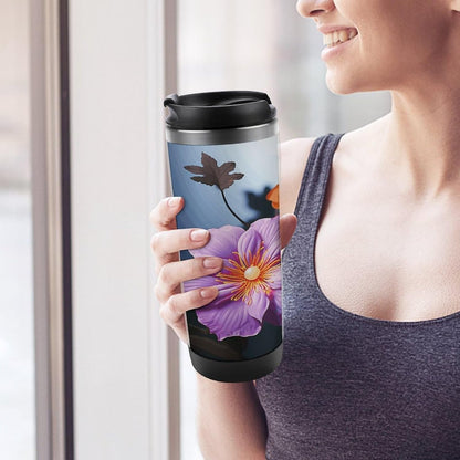 13oz Insulated Travel Coffee Mug Reusable Coffee Cup Water Bottle | 3 Colorful Flowers Travel Mug with Leak Proof Lid Double Wall Stainless Steel Coffee Tumbler Personalized Gift