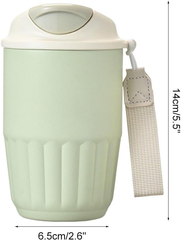 Coffee Mug, 410ML Stainless Steel Protable Leakproof Insulated Tumbler Vacuum with Carry Lope & 2-in-1 Lidfor Car, Office, Travel