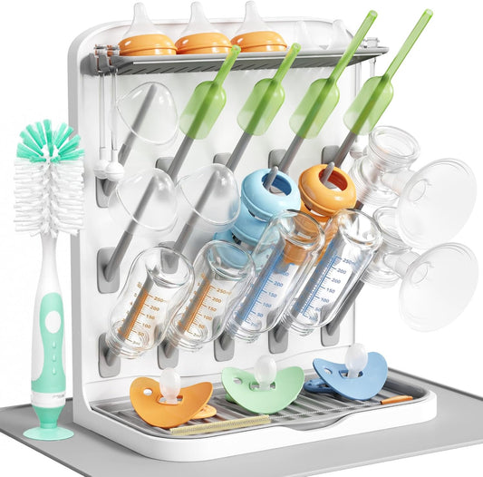 10-Hooks Baby Bottle Drying Rack for Countertop, BPA Free