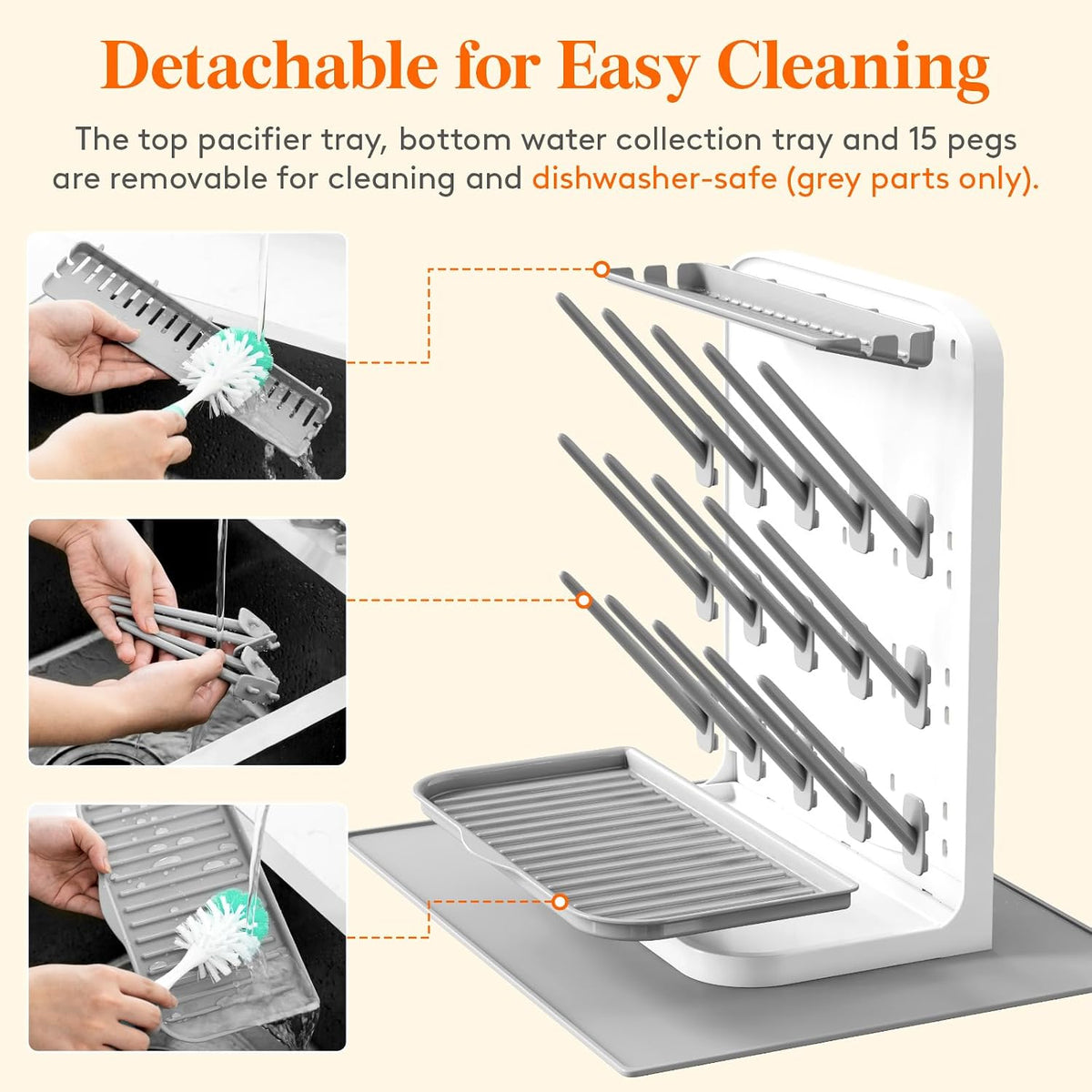 10-Hooks Baby Bottle Drying Rack for Countertop, BPA Free