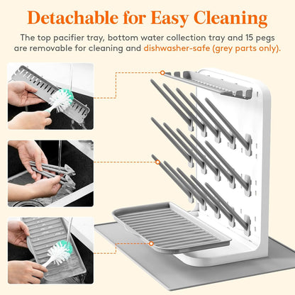 10-Hooks Baby Bottle Drying Rack for Countertop, BPA Free