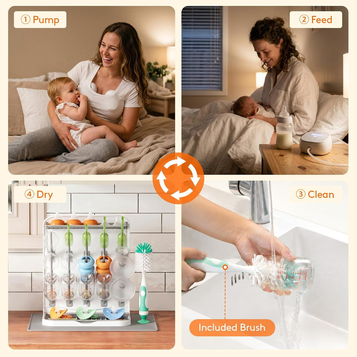 10-Hooks Baby Bottle Drying Rack for Countertop, BPA Free