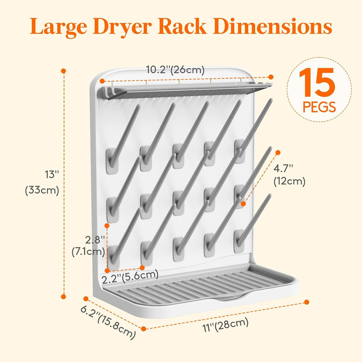 10-Hooks Baby Bottle Drying Rack for Countertop, BPA Free
