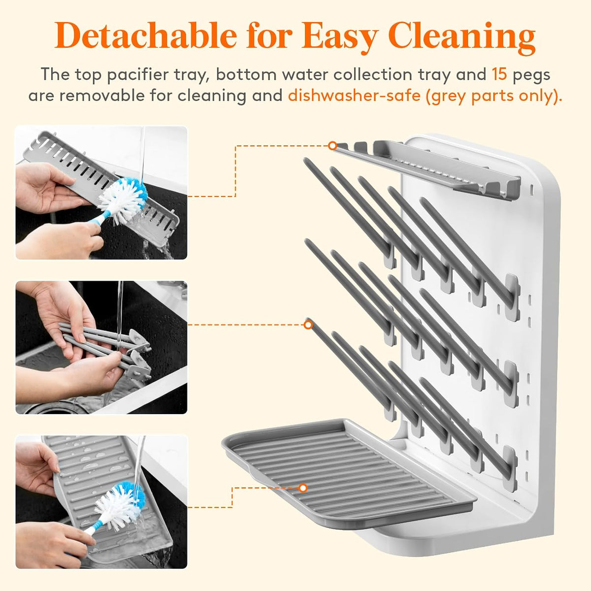 10-Hooks Baby Bottle Drying Rack for Countertop, BPA Free