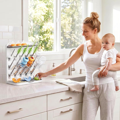 10-Hooks Baby Bottle Drying Rack for Countertop, BPA Free