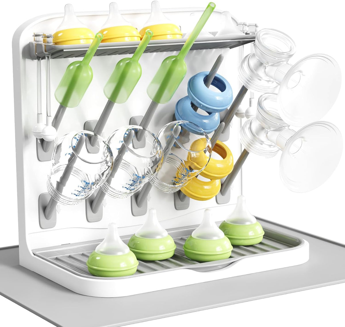 10-Hooks Baby Bottle Drying Rack for Countertop, BPA Free