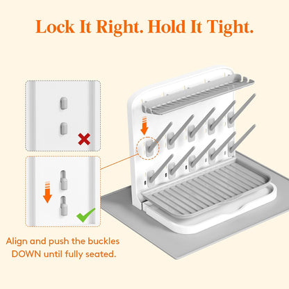10-Hooks Baby Bottle Drying Rack for Countertop, BPA Free