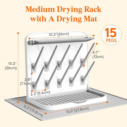 10-Hooks Baby Bottle Drying Rack for Countertop, BPA Free