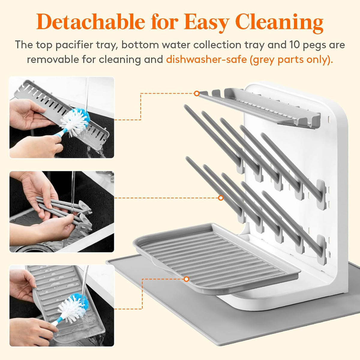 10-Hooks Baby Bottle Drying Rack for Countertop, BPA Free