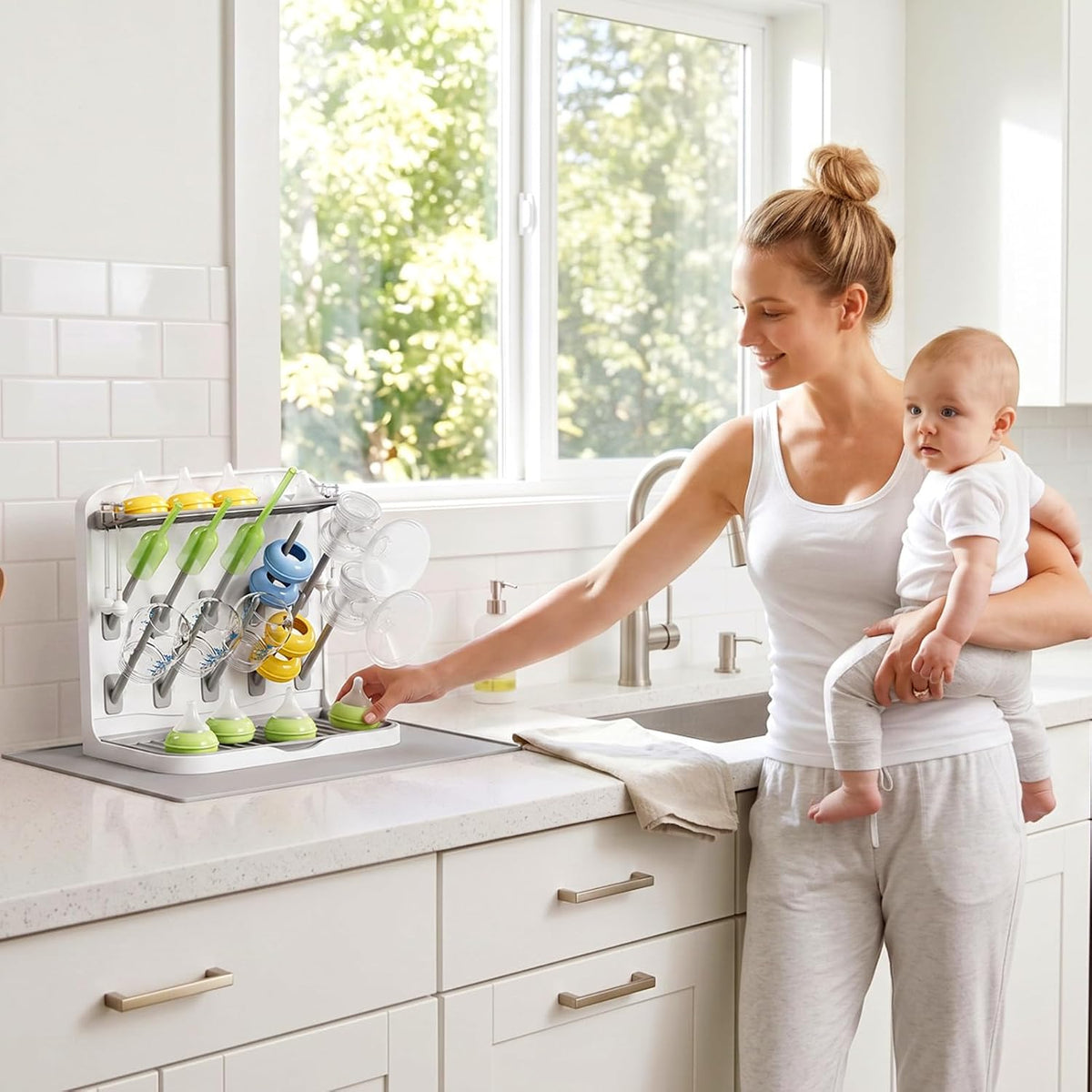 10-Hooks Baby Bottle Drying Rack for Countertop, BPA Free