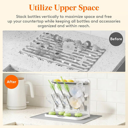 10-Hooks Baby Bottle Drying Rack for Countertop, BPA Free