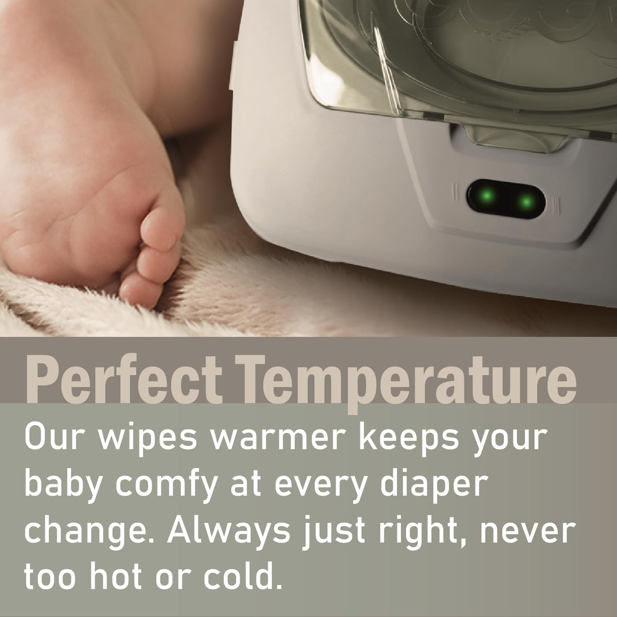 Baby Wet Wipe Warmer and Wet Wipe Dispenser, Advanced Features - 4 Bright Auto Off LED Ample Lights for Nighttime Changes, Dual Heat for Baby's Comfort, Improved Design and Only at Amazon