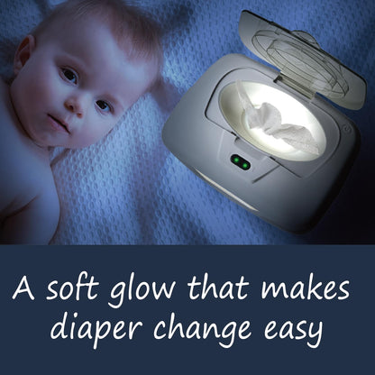 Baby Wet Wipe Warmer and Wet Wipe Dispenser, Advanced Features - 4 Bright Auto Off LED Ample Lights for Nighttime Changes, Dual Heat for Baby's Comfort, Improved Design and Only at Amazon