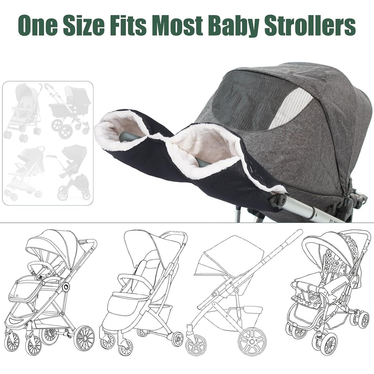Pushchair Hand Muff Universal Hand Warmer Waterproof Windproof