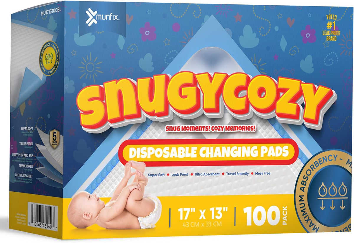 100 Pack Disposable Baby Changing Pads Super Absorbent Waterproof Bed Protector Underpads, Diaper Changing Pad Potty Training Liners 17 X 13 Inches