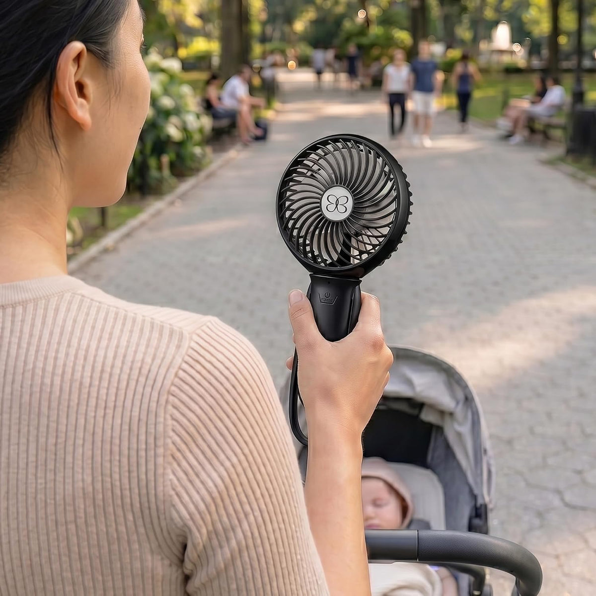 Buggygear 3 Speed USB Rechargeable Turbo Fan with Power bank and LED Flashlight, Buggy Gear - Black/Champagne