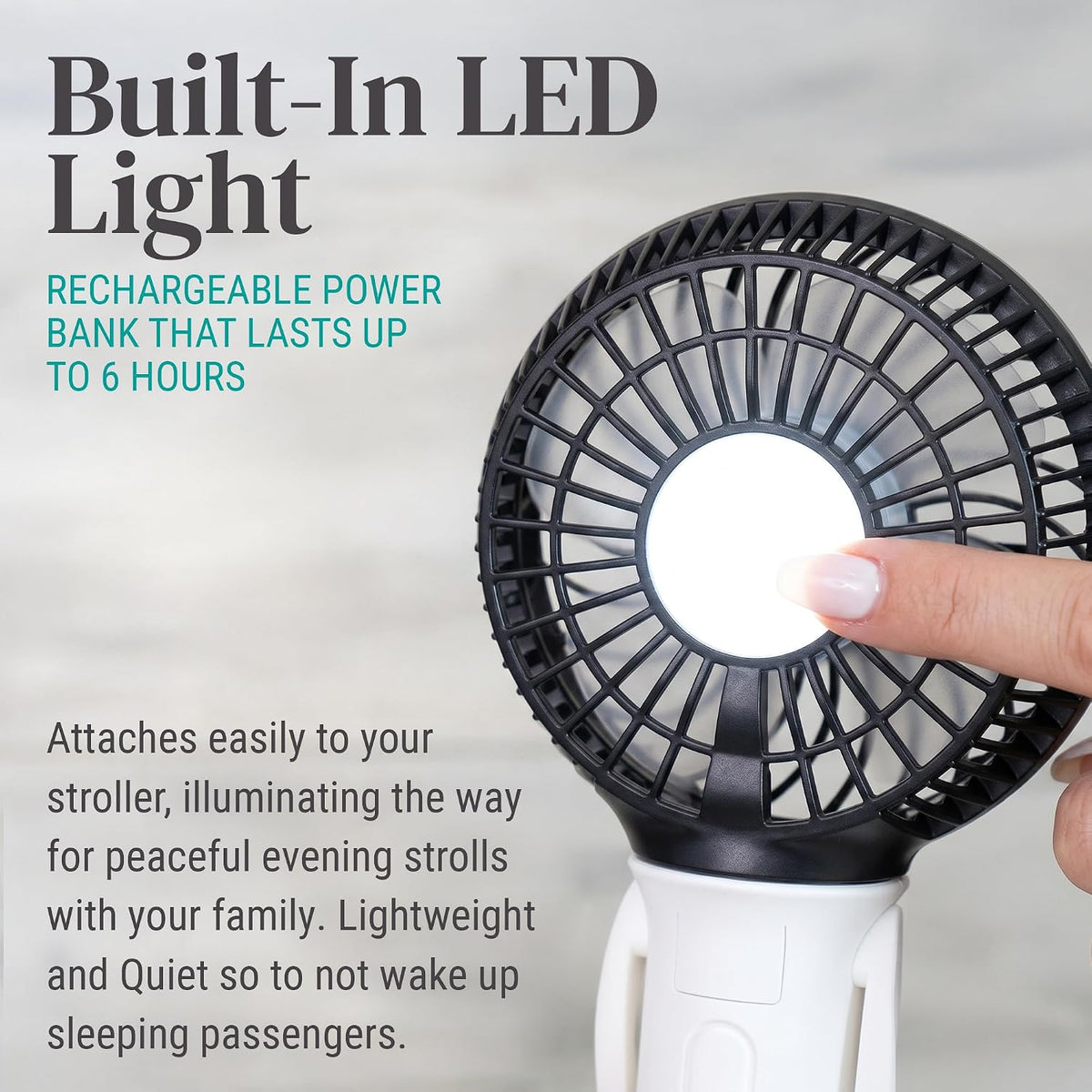 Buggygear 3 Speed USB Rechargeable Turbo Fan with Power bank and LED Flashlight, Buggy Gear - Black/Champagne