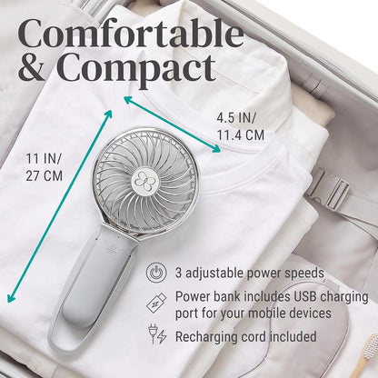 Buggygear 3 Speed USB Rechargeable Turbo Fan with Power bank and LED Flashlight, Buggy Gear - Black/Champagne