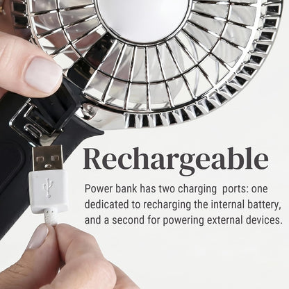 Buggygear 3 Speed USB Rechargeable Turbo Fan with Power bank and LED Flashlight, Buggy Gear - Black/Champagne