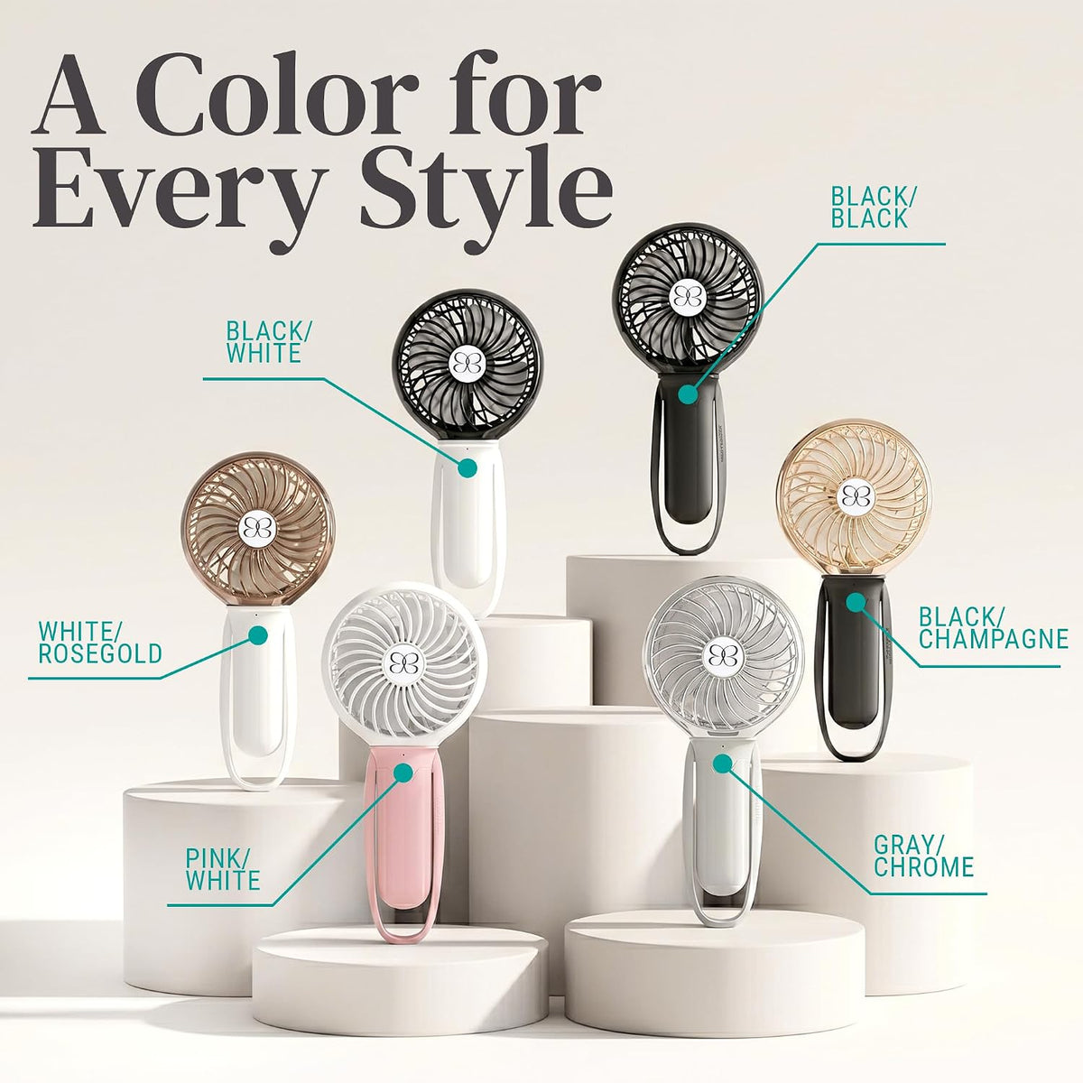 Buggygear 3 Speed USB Rechargeable Turbo Fan with Power bank and LED Flashlight, Buggy Gear - Black/Champagne