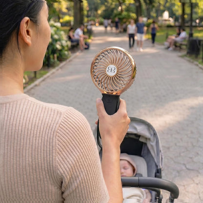 Buggygear 3 Speed USB Rechargeable Turbo Fan with Power bank and LED Flashlight, Buggy Gear - Black/Champagne